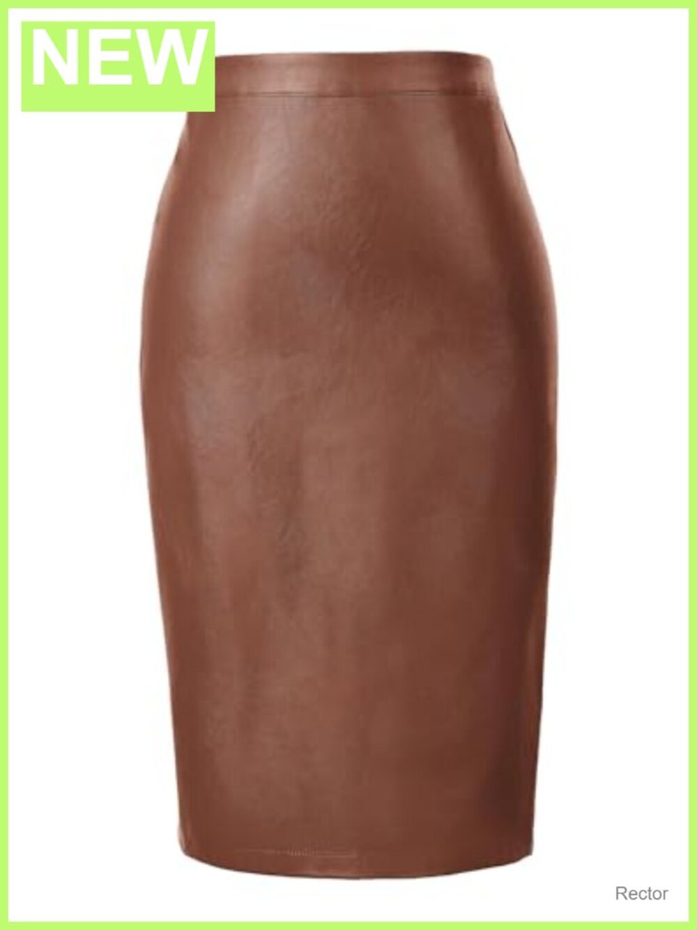 Faux Leather High Waist Bodycon Pencil Midi Skirt Back Slit Office